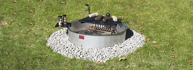 FSWS-30/7/PA Stainless Steel Campfire Ring with Swivel Grate