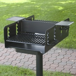 Pedestal Park Grill, 300 sq. in. Charcoal Grill, Attached Adjustable  Grate