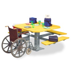 PQT3-4 Square Pedestal Wheelchair Accessible Picnic Table - Using Recycled Plastic