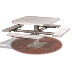 PQT-3 and PQT-4 Series Square Pedestal Picnic Table - Using Aluminum