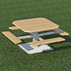 PQT-3 and PQT-4 Series Square Pedestal Picnic Table - Using Lumber