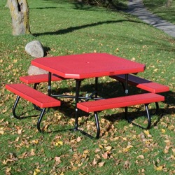 SQT-4 Series Portable 48" Square Picnic Table - Using Perforated Steel