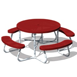 T100 Series - Round, Portable Picnic Table With CURVED Seats - Using Perforated Steel