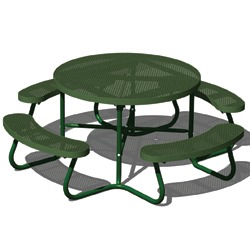 T100 Series - Round, Portable Picnic Table With CURVED Seats - Using Expanded Steel