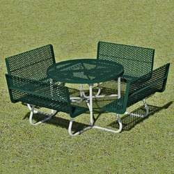 T100 Series - Round, Portable Picnic Table With CONTOUR Seats - Using Expanded Steel