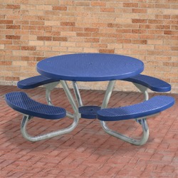 T200 Series - Round, Portable Picnic Table With CURVED Seats - Using Expanded Steel