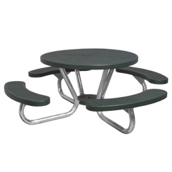T200 Series - Round, Portable Picnic Table With CURVED Seats - Using Perforated Steel
