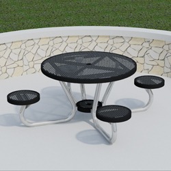 T200 Series - Round, Portable Picnic Table With ROUND Seats - Using Perforated Steel