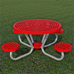 T200 Series - Round, Portable Picnic Table With ROUND Seats - Using Cut Steel Plate
