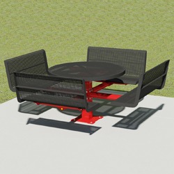 T300/T400 Series Round, Pedestal Picnic Table With CONTOUR Bench Seats - Using Perforated Steel